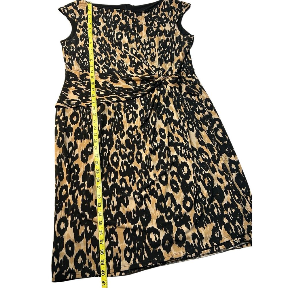 Anne Klein Women's Plus 16W Leopard Print Faux Wrap Sheath Dress Cap Sleeve - Picture 8 of 9